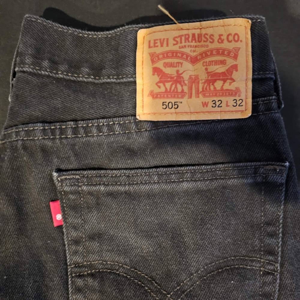 Levis 505 black denim jeans, 32Wx32L